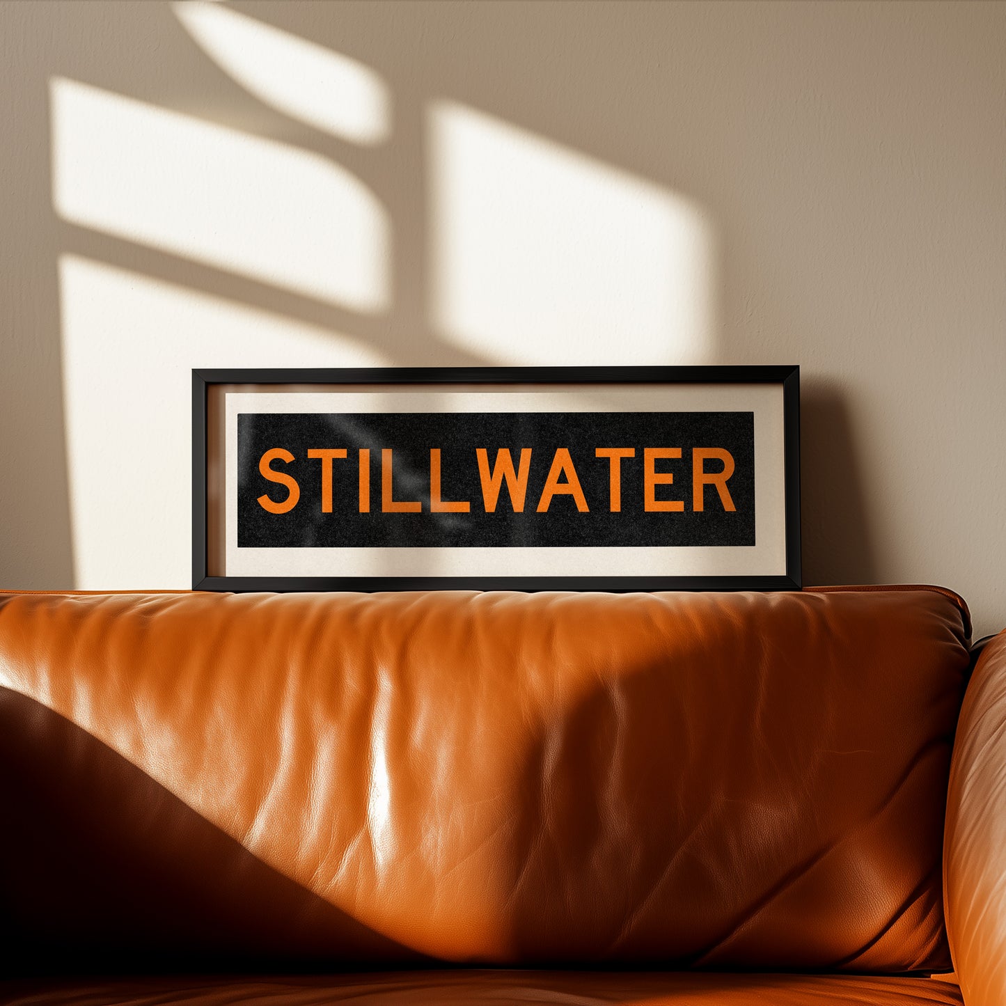 Framed Stillwater Orange Bus Scroll