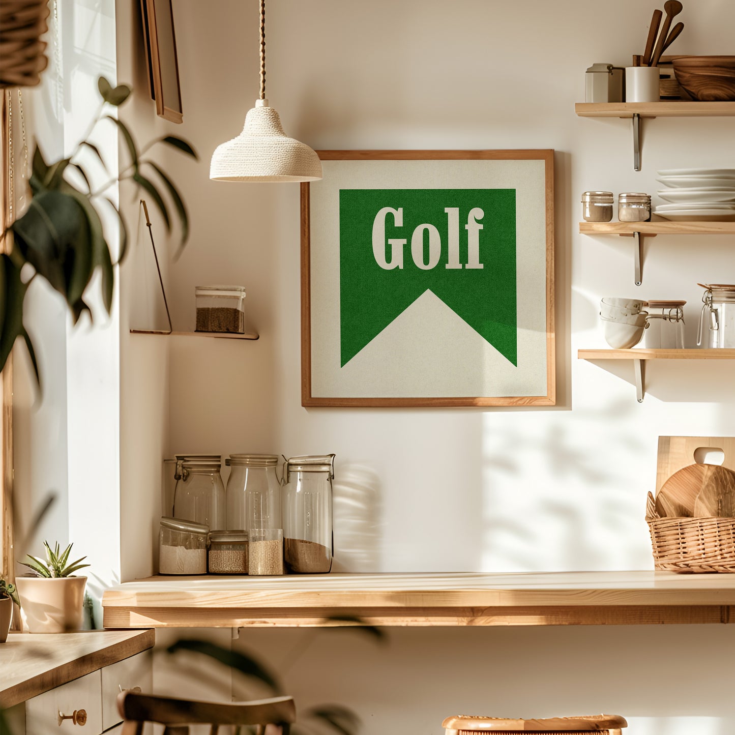 Framed Golf Banner Green Art Print