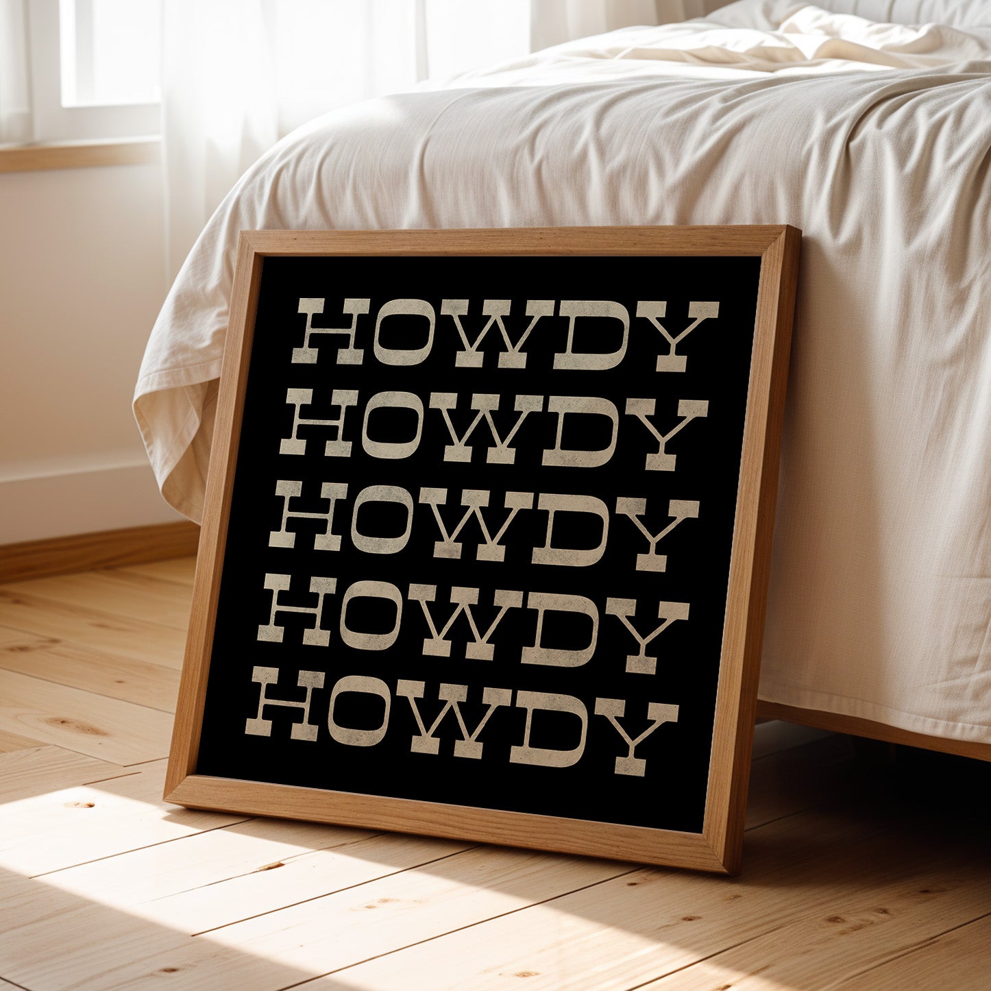 Howdy Typography Art Print Square Black and White - Tejas Country Club