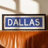 Framed Dallas Blue and White Bus Scroll - Tejas Country Club