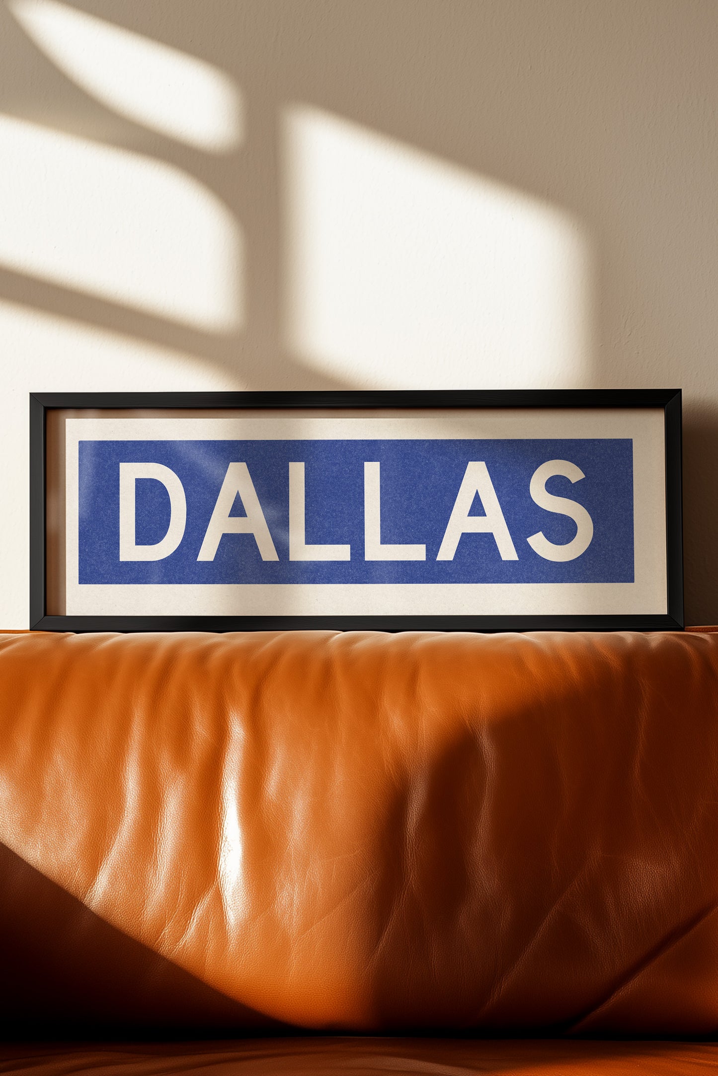 Framed Dallas Blue and White Bus Scroll