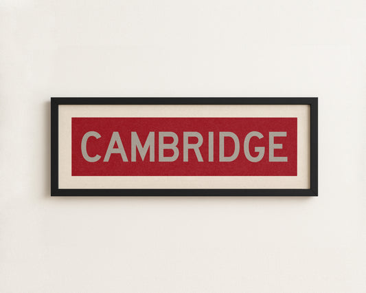 Framed Cambridge Crimson and Gray Bus Scroll
