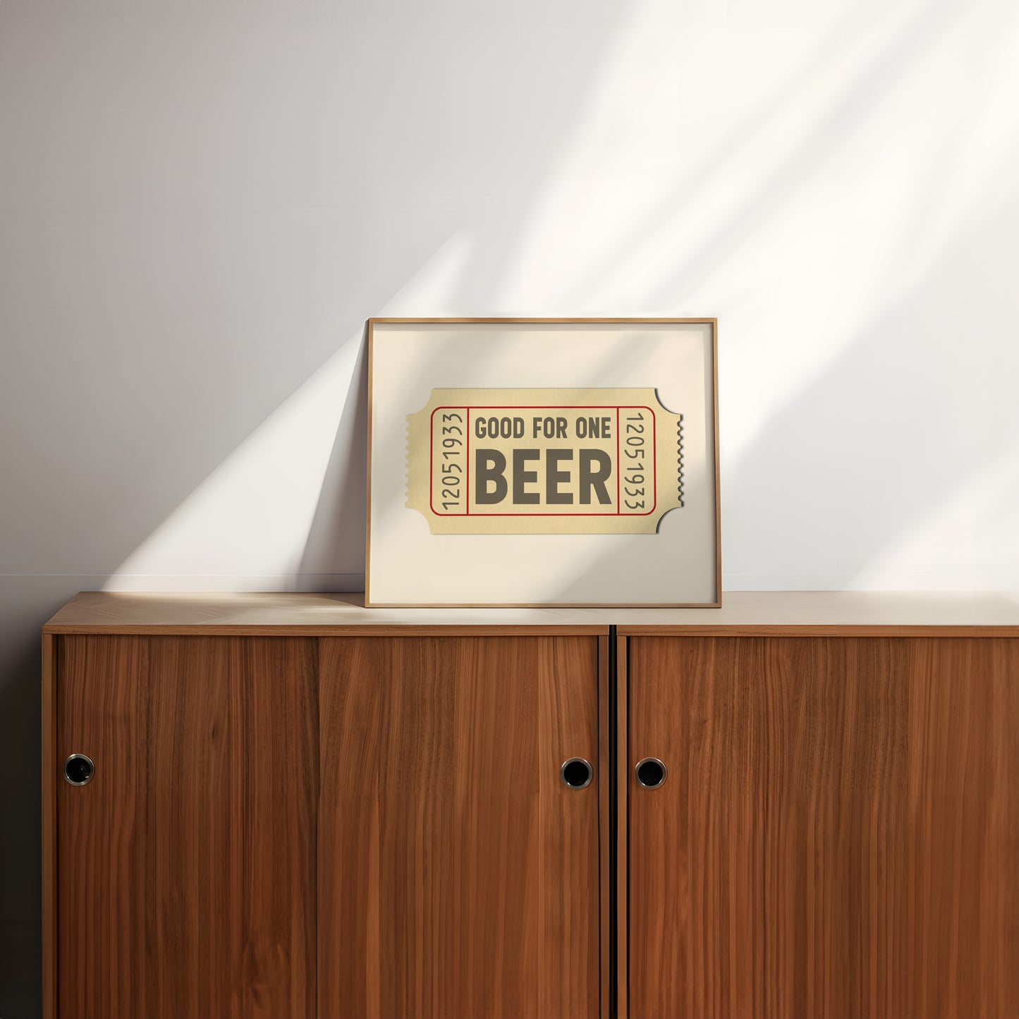 Good For One Beer Ticket Stub Art Print