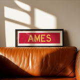 Framed Ames Red and Gold Bus Scroll - Tejas Country Club