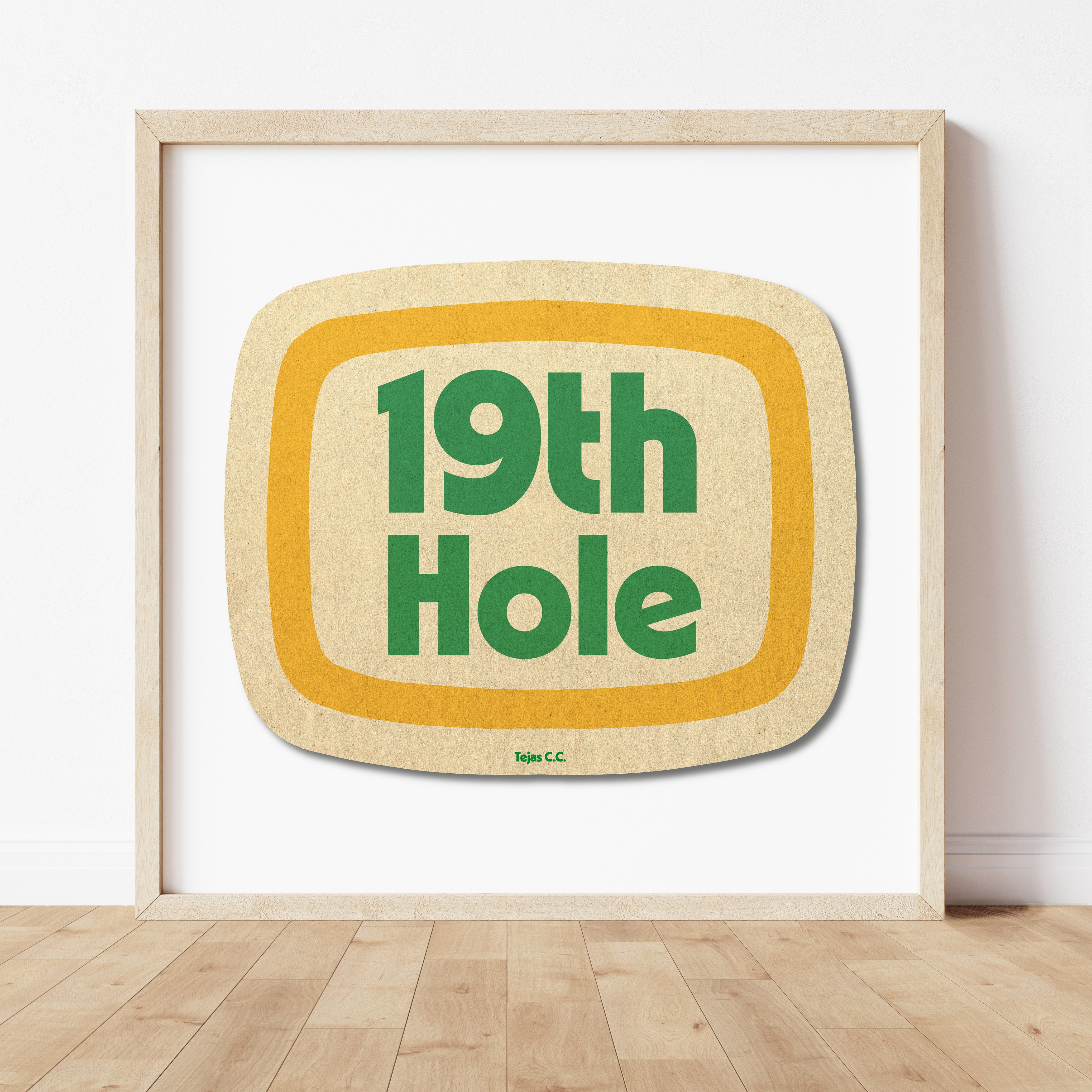 Retro 19th Hole Golf Coaster Art Print - Tejas Country Club