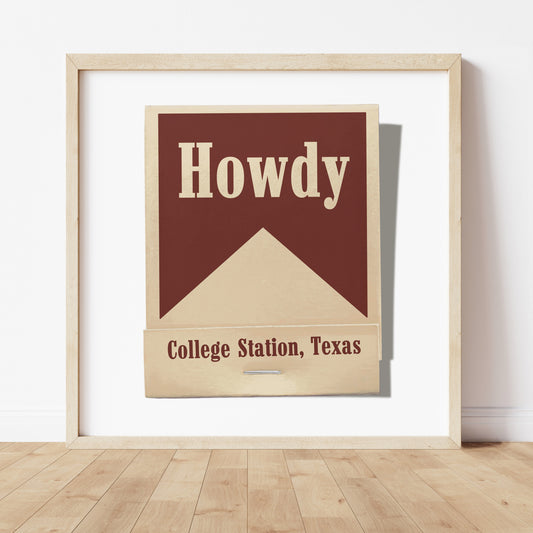 Howdy From College Station, Texas Matchbook Art Print