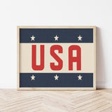 Framed USA Vintage Style Flag Print - Tejas Country Club
