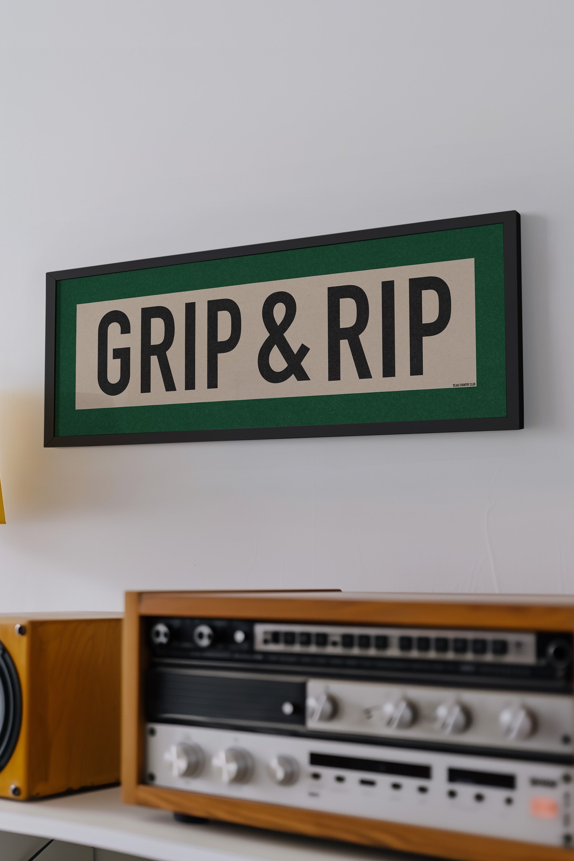 Framed Grip and Rip Golf Art Scroll Sign - Tejas Country Club