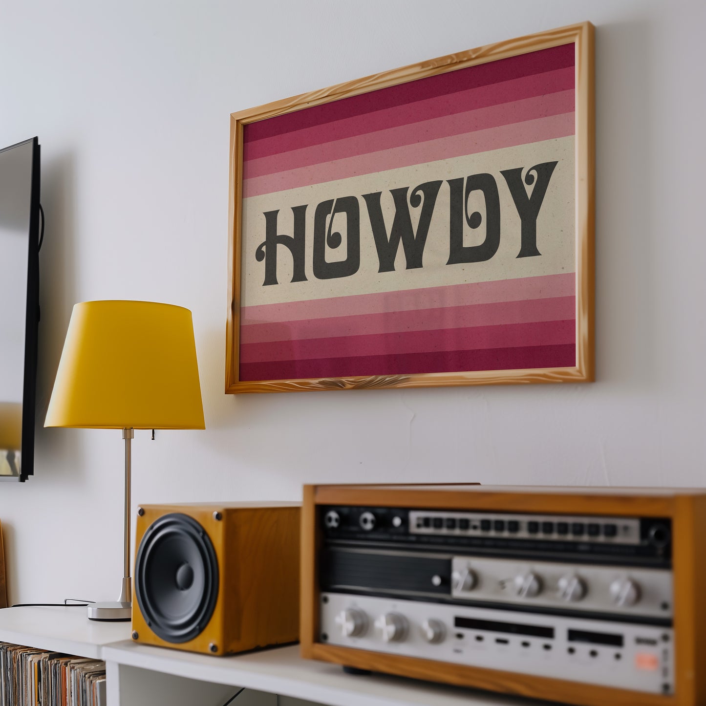 Howdy Art Print Poster Monochromatic Ombre Pink Print