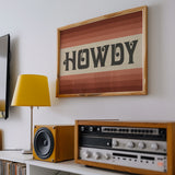 Howdy Art Print Poster Monochromatic Ombre Rust Print - Tejas Country Club