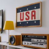 Framed USA Vintage Style Flag Print - Tejas Country Club