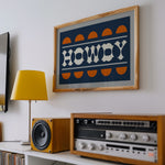Blue and Orange Howdy Home Decor Art Print - Tejas Country Club