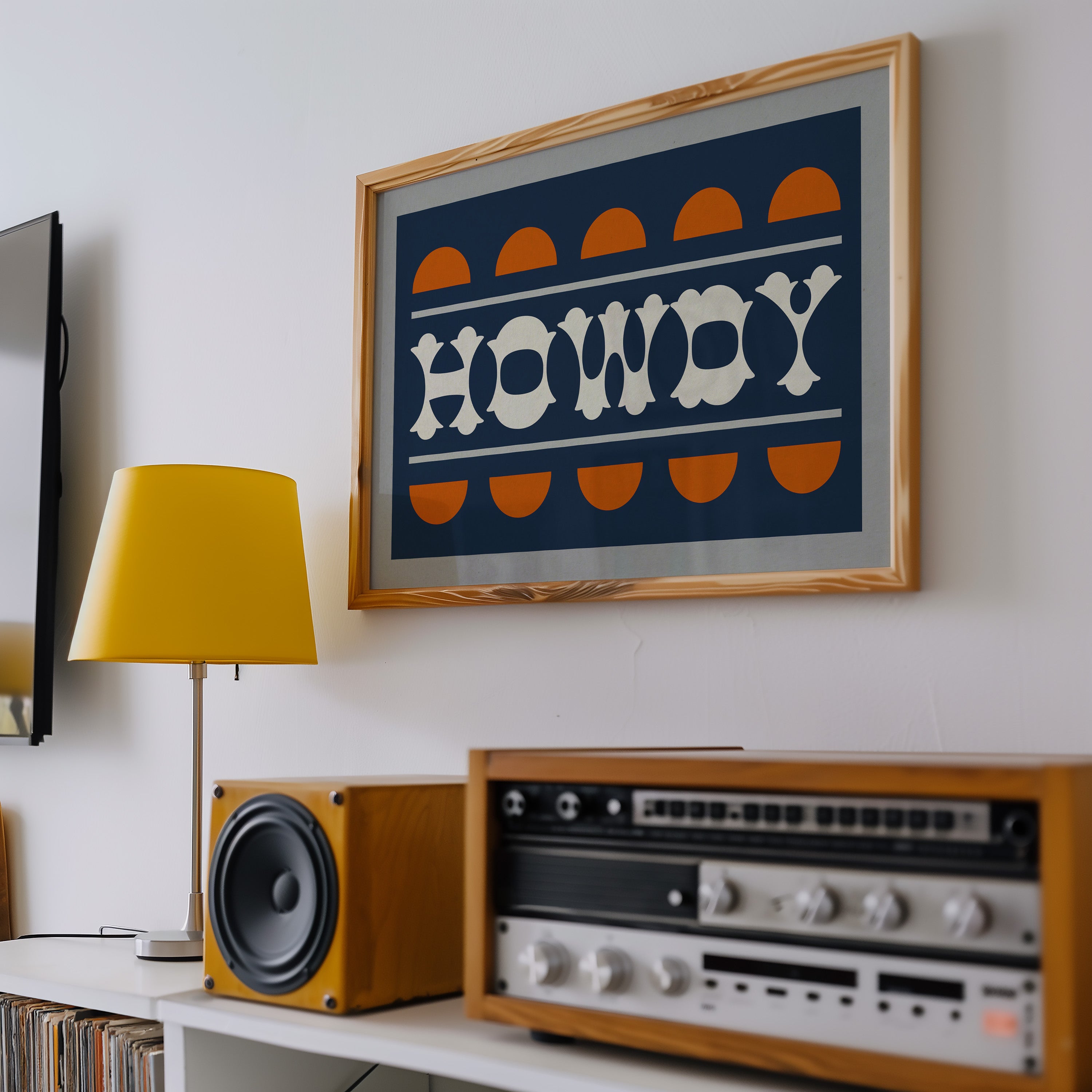 Blue and Orange Howdy Home Decor Art Print - Tejas Country Club