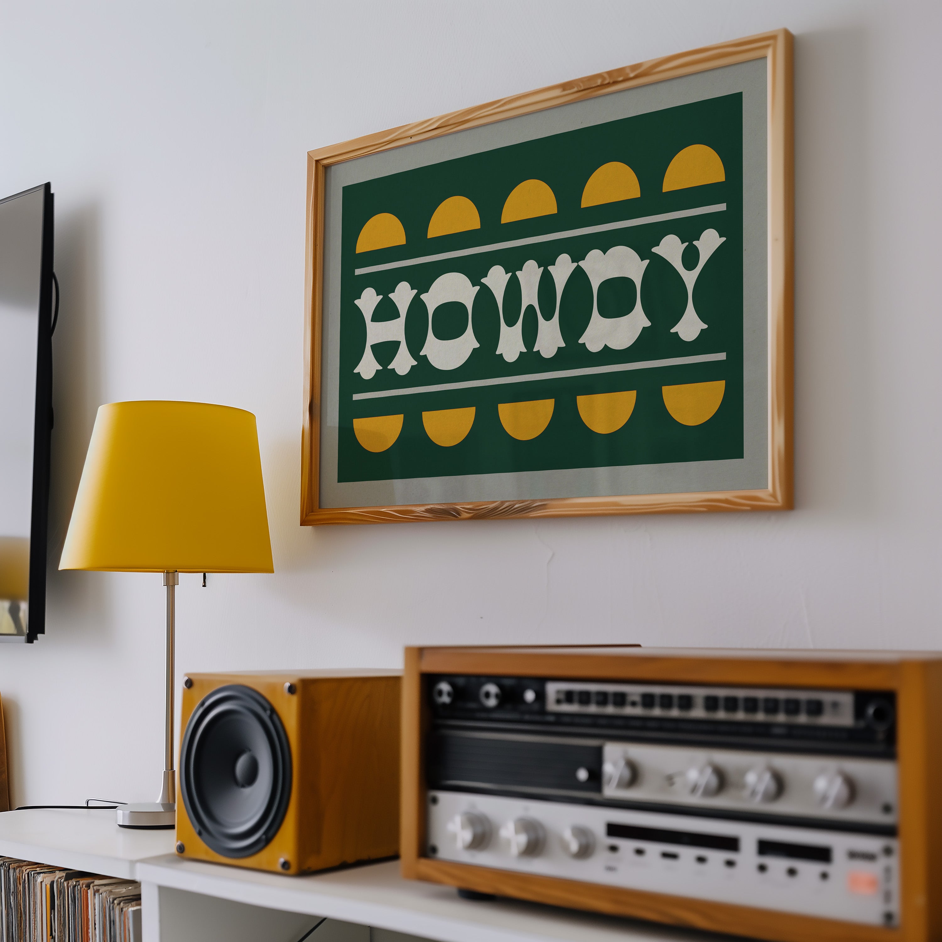 Green and Gold Howdy Home Decor Art Print - Tejas Country Club