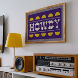 Purple and Gold Howdy Home Decor Art Print - Tejas Country Club