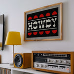 Black and Red Howdy Home Decor Art Print - Tejas Country Club