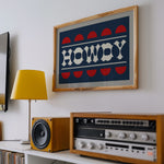 Navy and Red Howdy Home Decor Art Print - Tejas Country Club