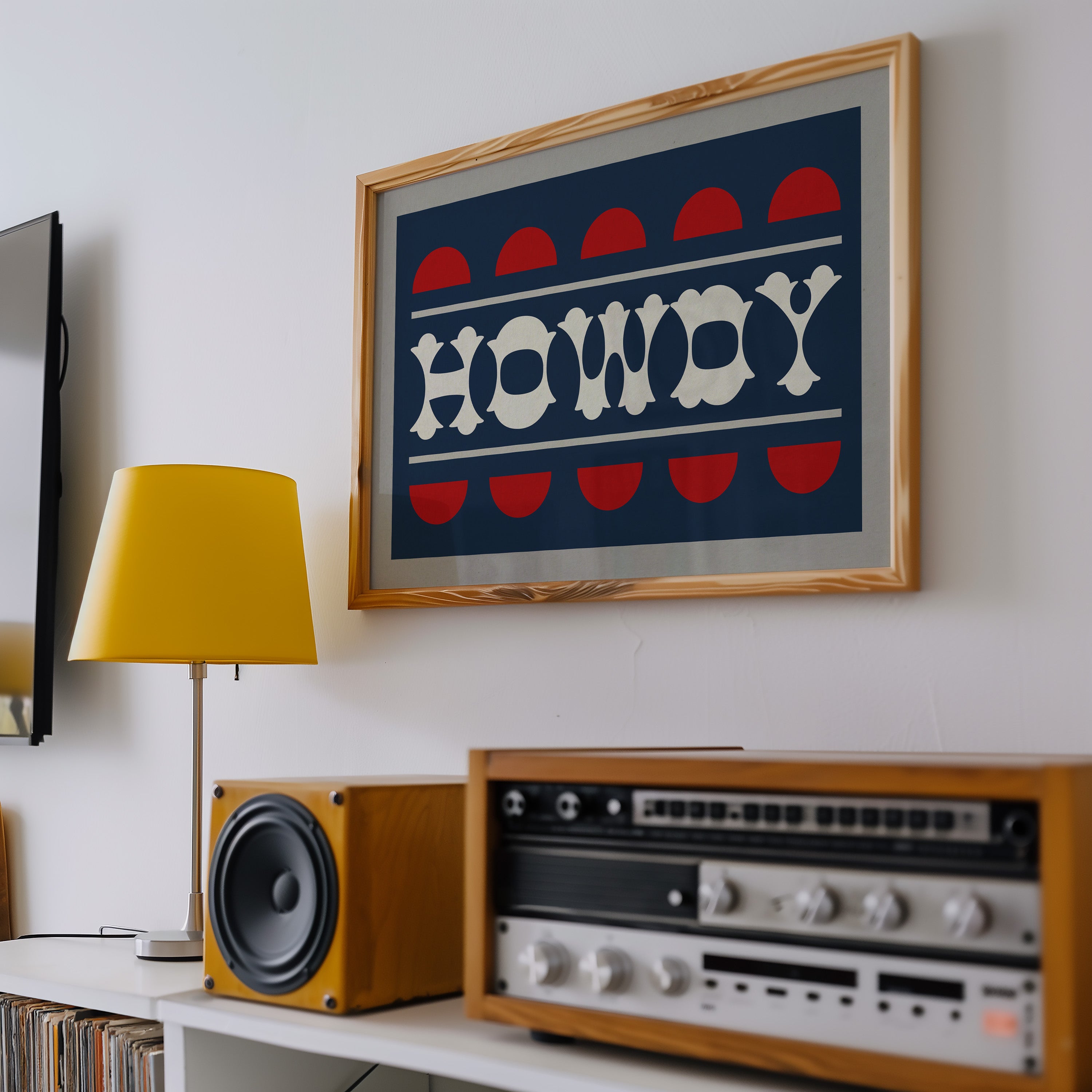 Navy and Red Howdy Home Decor Art Print - Tejas Country Club