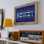 Blue and Red Howdy Home Decor Art Print - Tejas Country Club