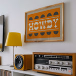 Orange and Smoky Gray Howdy Home Decor Art Print - Tejas Country Club