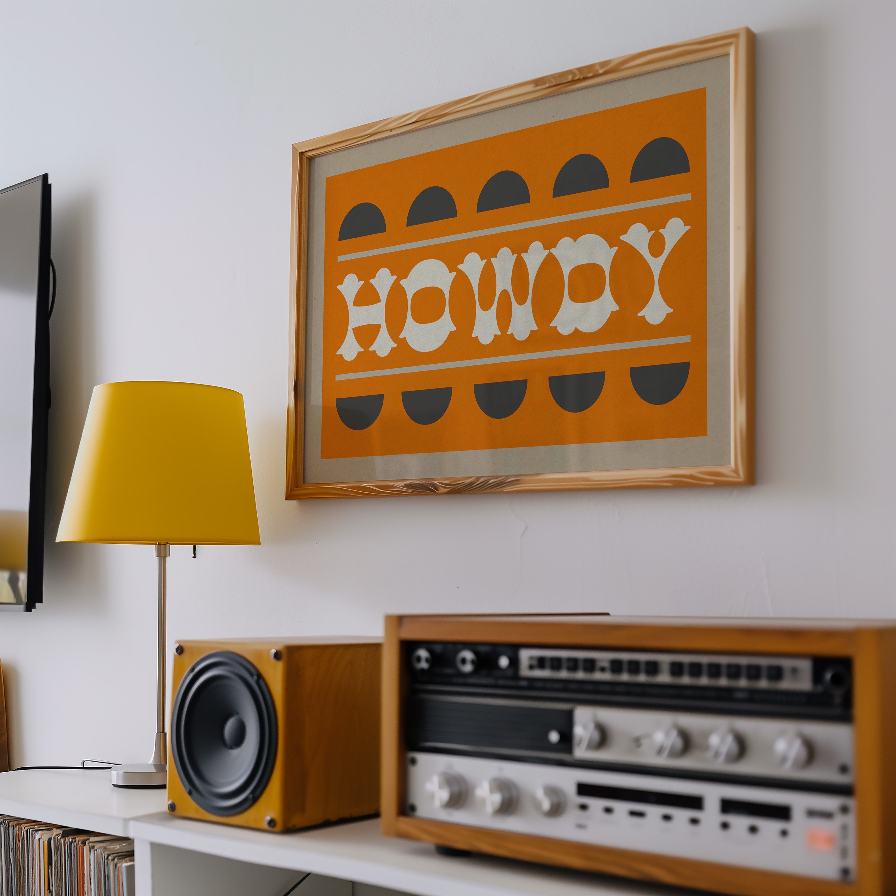 Orange and Smoky Gray Howdy Home Decor Art Print - Tejas Country Club