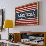 America Flag Style Home Decor Art Print - Tejas Country Club