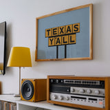 Texas Y'all Billboard Gold Art Print - Tejas Country Club