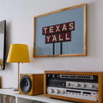 Texas Y'all Billboard Maroon Art Print - Tejas Country Club