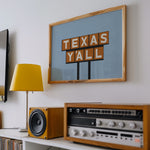 Texas Y'all Billboard Rusty Orange Art Print - Tejas Country Club