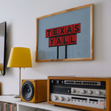 Texas Y'all Billboard Red & Black Art Print - Tejas Country Club