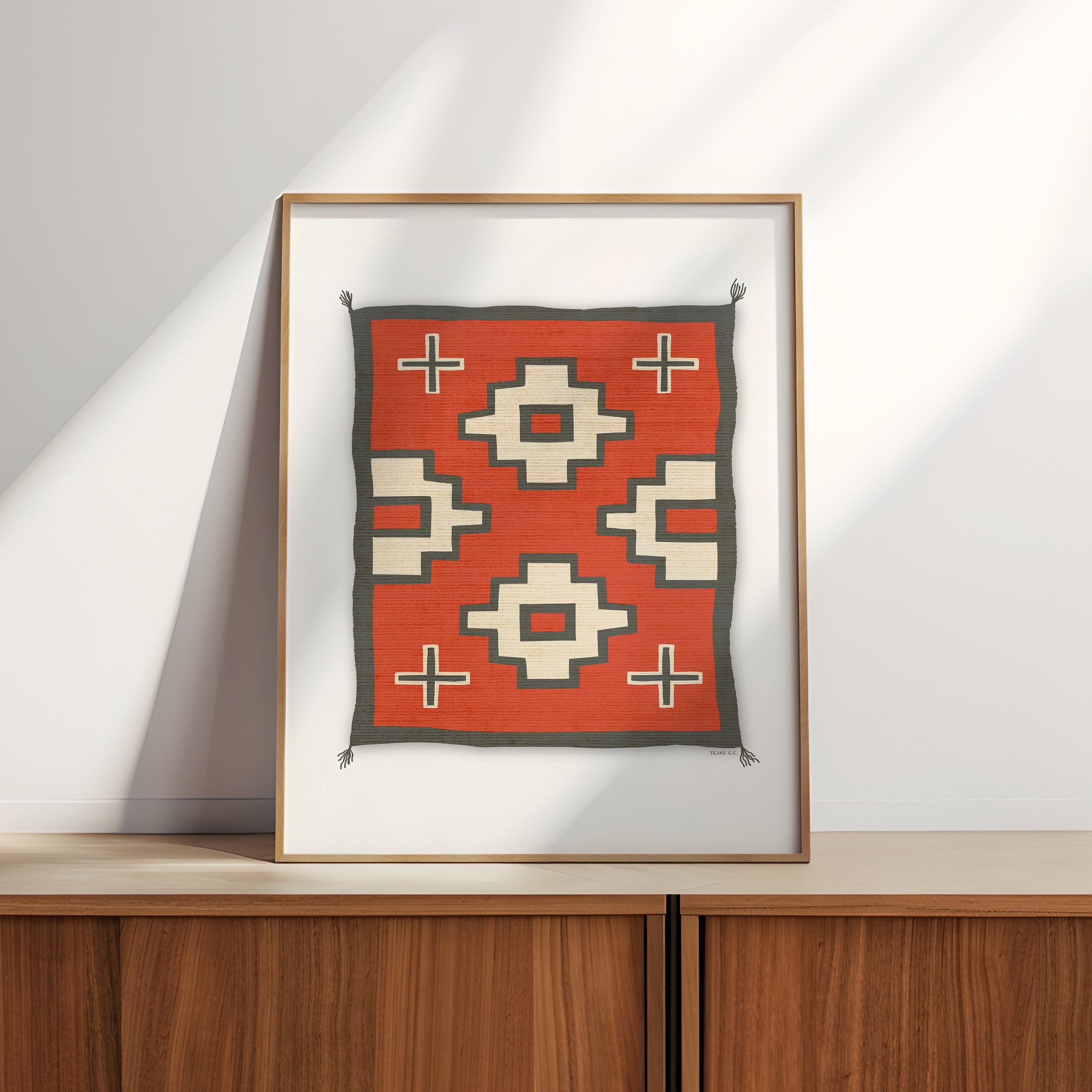 Southwestern Native Style Crosses Rug Art Print - Tejas Country Club