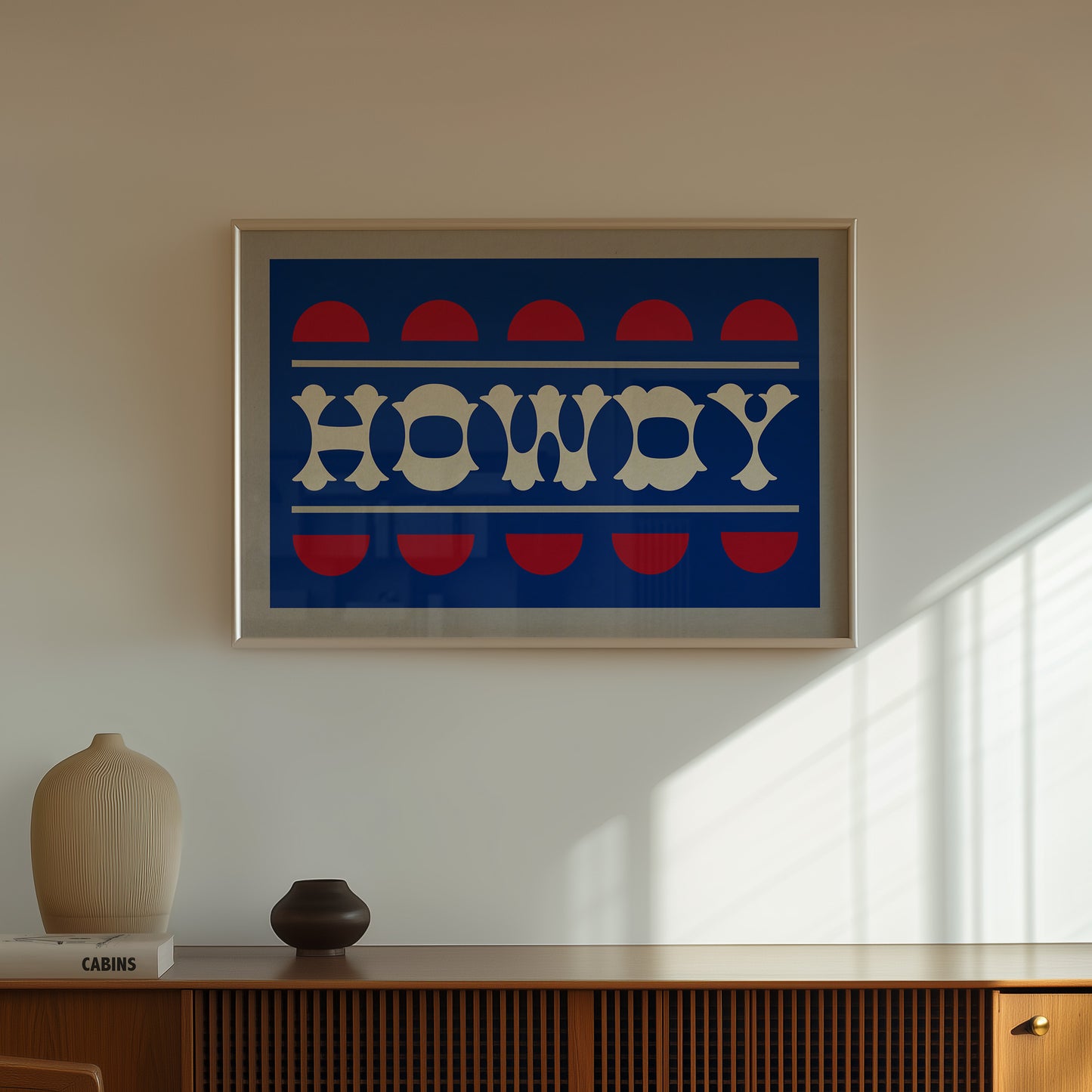 Blue and Red Howdy Home Decor Art Print