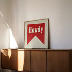 Howdy Banner Tab Typography Square Art Print - Tejas Country Club