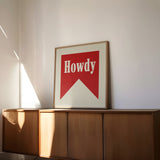 Howdy Banner Tab Typography Square Art Print - Tejas Country Club