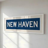 Framed New Haven Blue and White Bus Scroll - Tejas Country Club