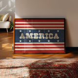 America Flag Style Home Decor Art Print - Tejas Country Club