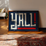 Y'all Typography Navy and White Wall Art Print Poster Decor - Tejas Country Club