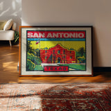 Vintage San Antonio Alamo Travel Decal Art Print - Tejas Country Club