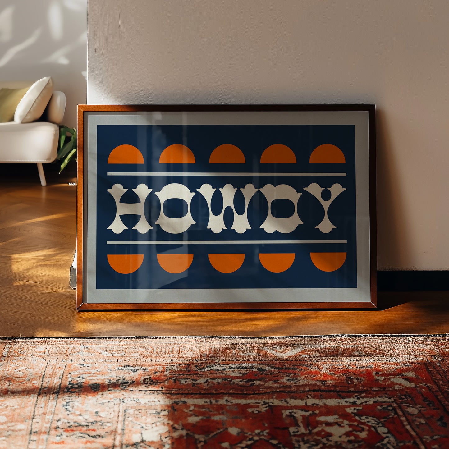 Blue and Orange Howdy Home Decor Art Print