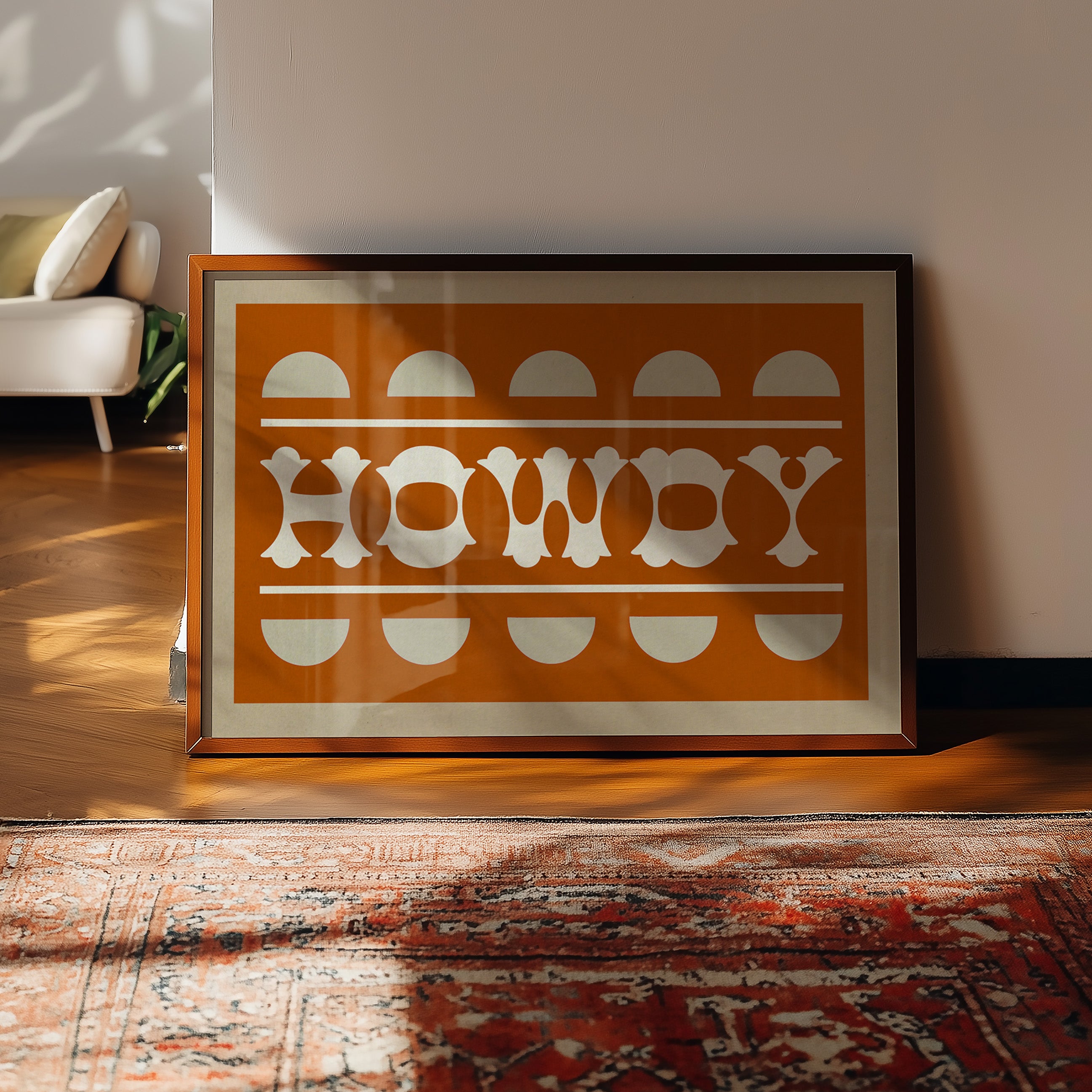 Orange and White Howdy Home Decor Art Print - Tejas Country Club