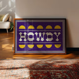 Purple and Gold Howdy Home Decor Art Print - Tejas Country Club