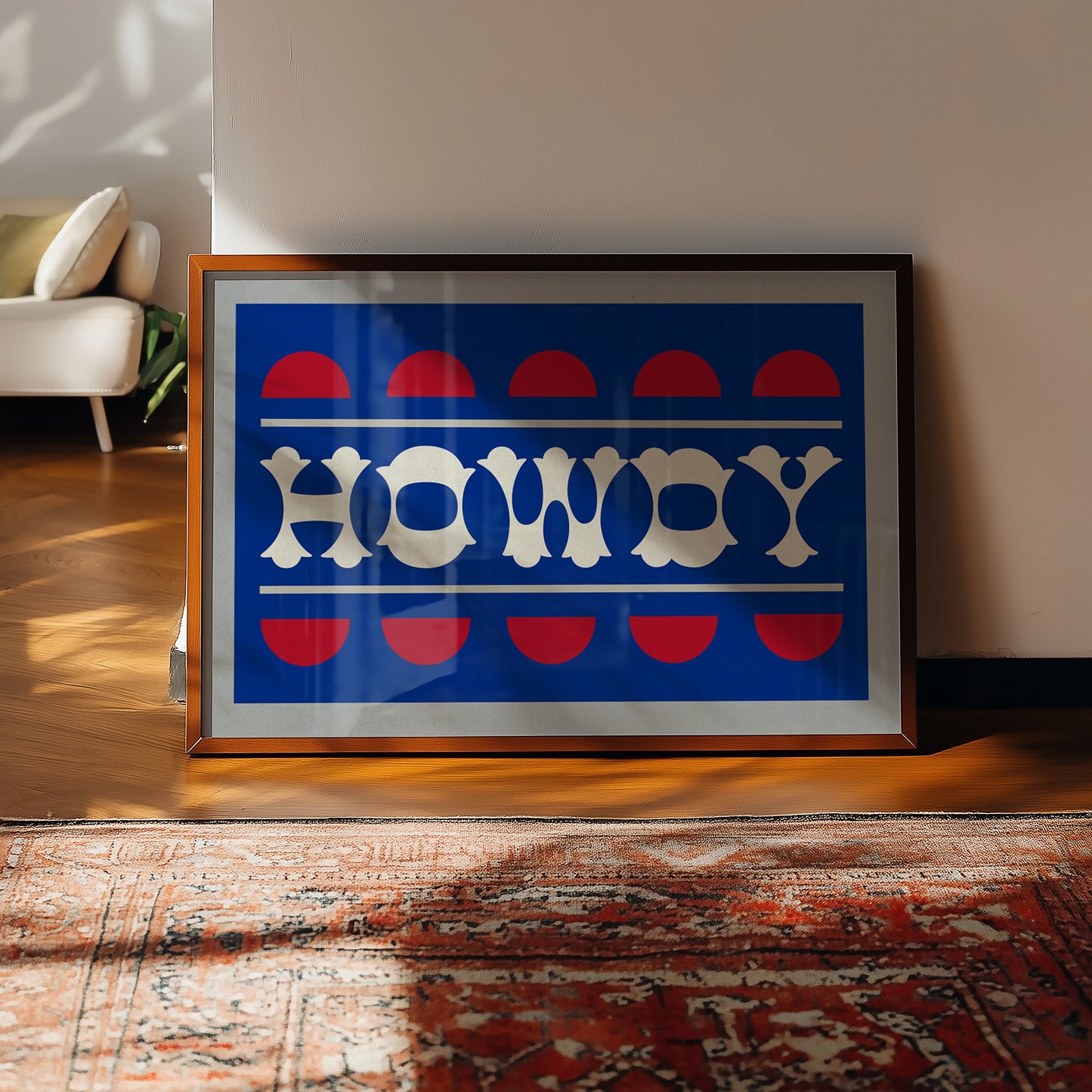 Blue and Red Howdy Home Decor Art Print