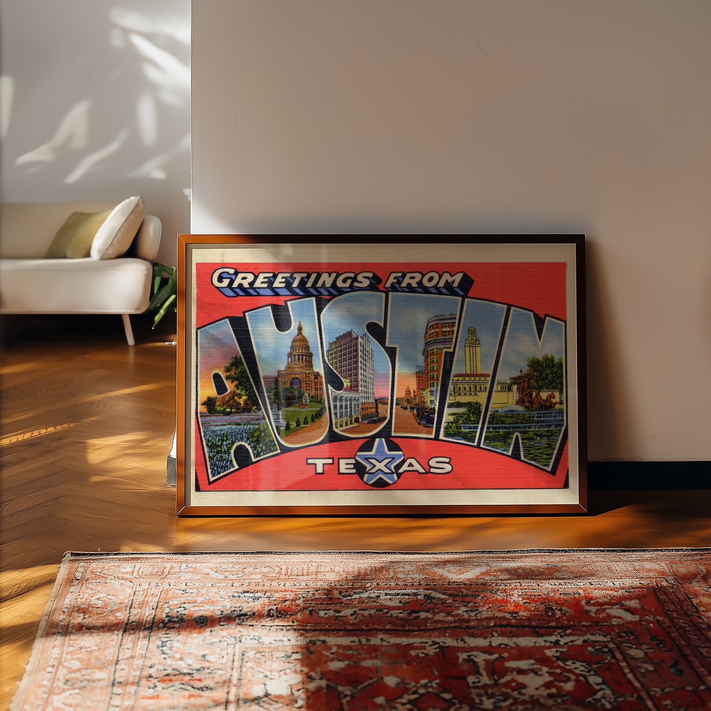 Austin Texas Vintage Postcard Print