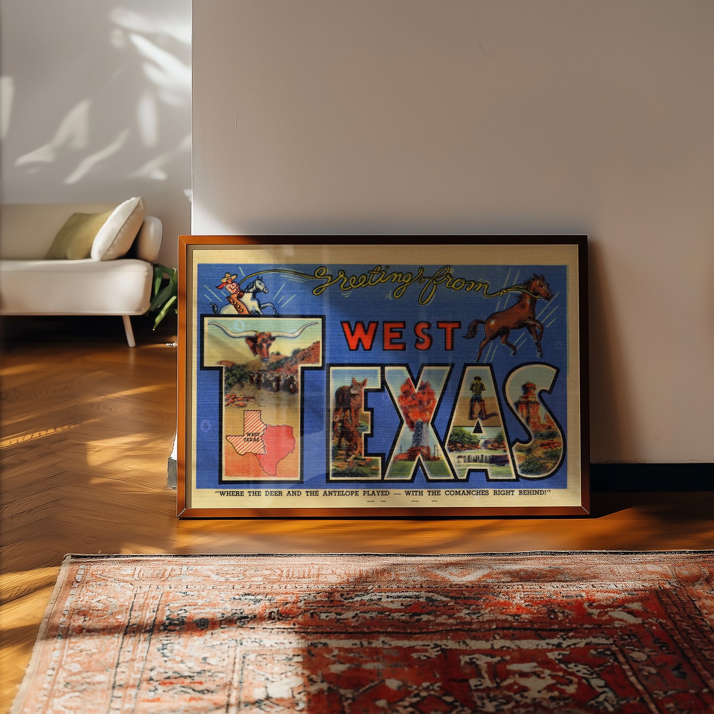 West Texas Vintage Postcard Print