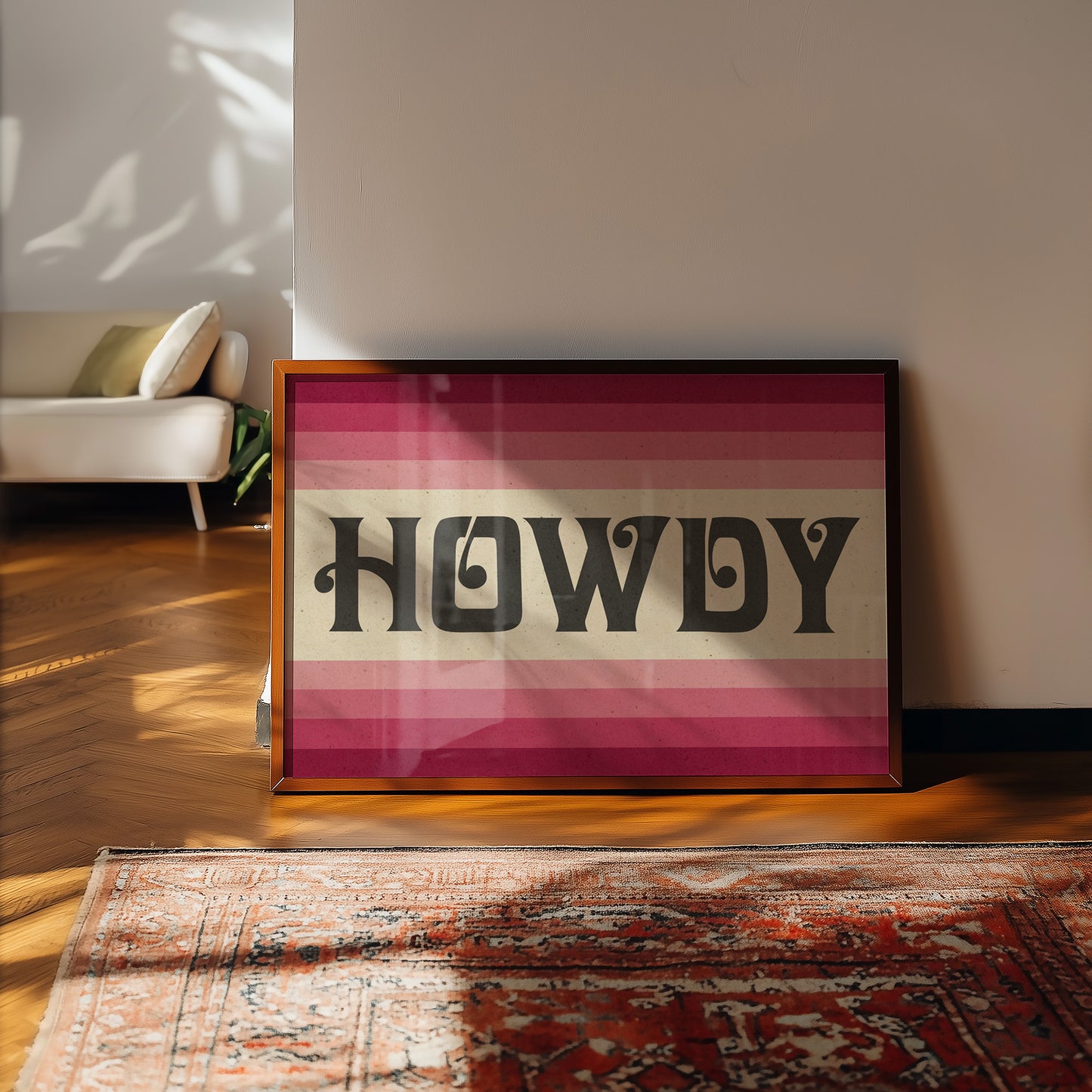 Howdy Art Print Poster Monochromatic Ombre Pink Print
