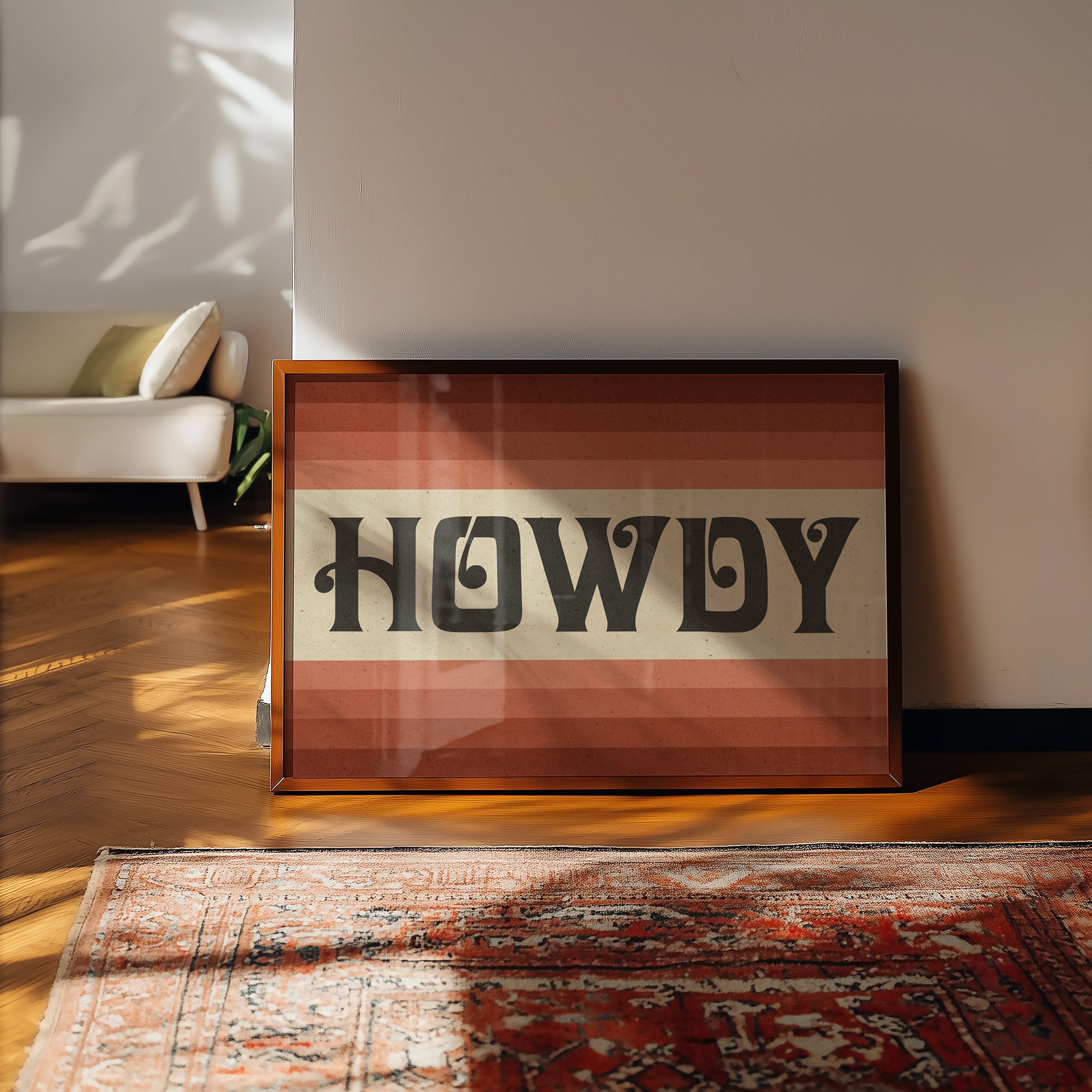 Howdy Art Print Poster Monochromatic Ombre Rust Print - Tejas Country Club