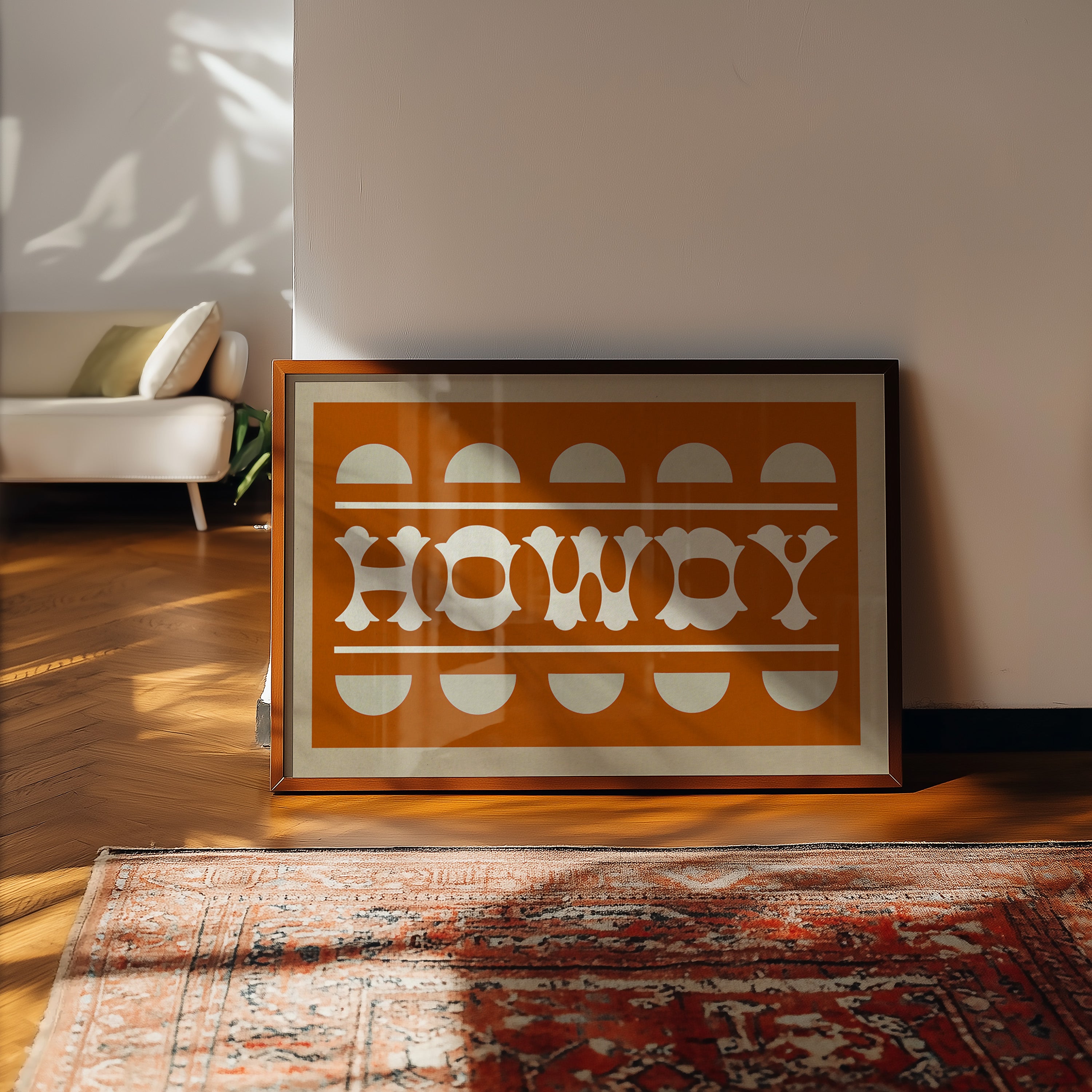 Orange and White Howdy Home Decor Art Print - Tejas Country Club