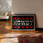Black and Red Howdy Home Decor Art Print - Tejas Country Club