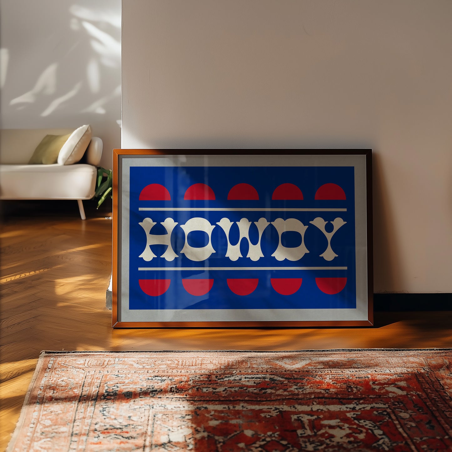 Blue and Red Howdy Home Decor Art Print