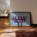 Texas Y'all Billboard Purple Art Print - Tejas Country Club